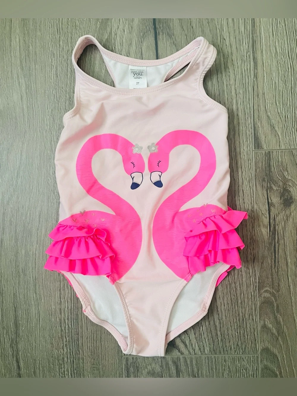 Carter’s Toddler Girl One Piece Swimsuit 2T Pink Flamingos Tropical Summer Beach